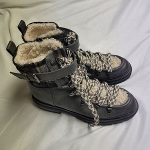 Circus by Sam Edelman WOMENS Lace Up Faux Fur Lined Ankle Boots Grey SIZE 8.5